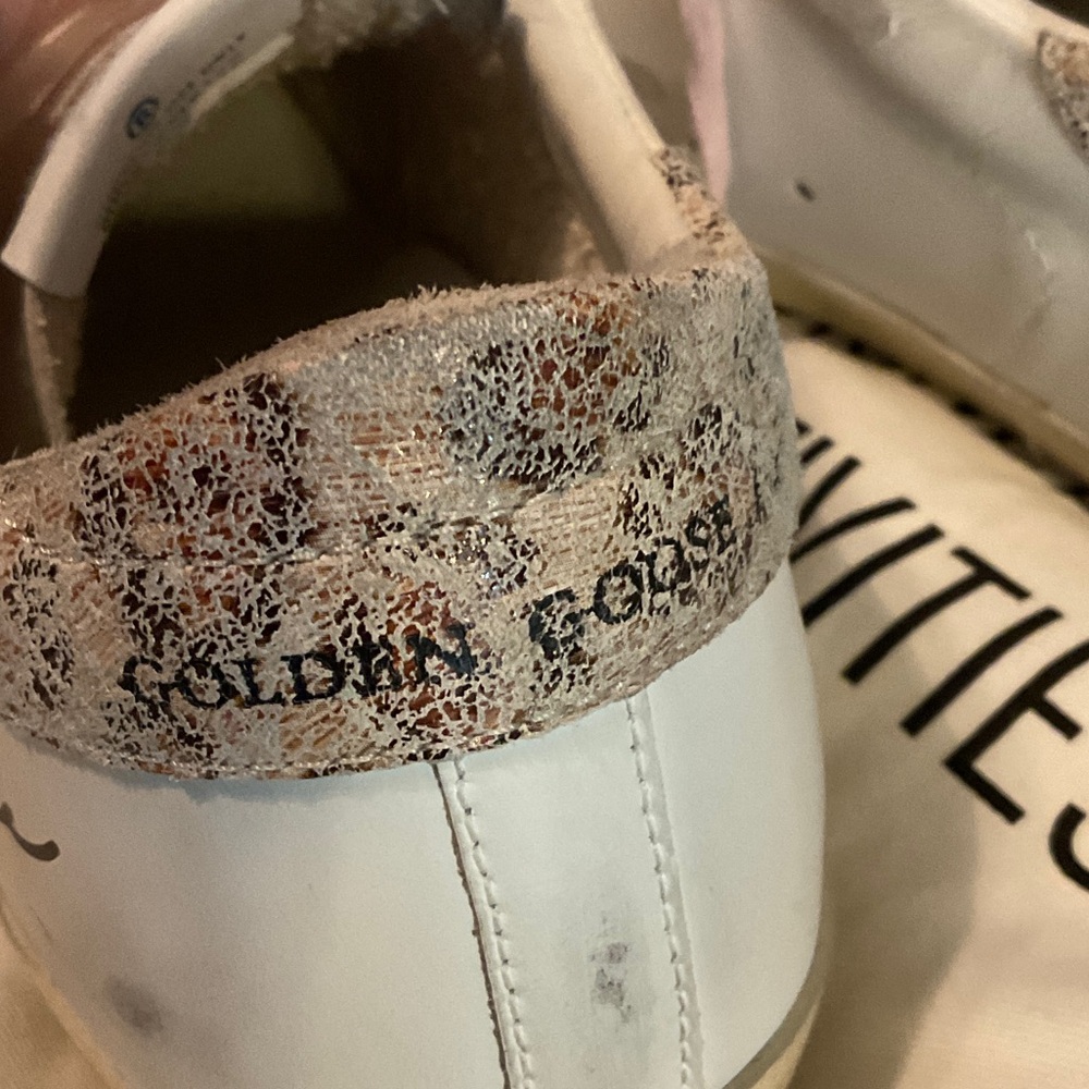 Golden Goose White Sneakers with Pink Laces and Silver Star - Picture 5 of 12